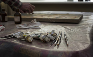 Artist Working In Studio