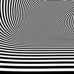 Pattern with optical illusion. Black and white background.