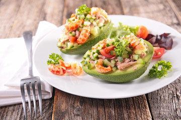 salad in avocado bowl