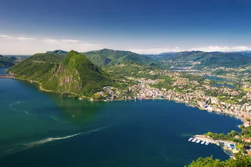 Foto op Canvas View to Lugano city, lake and Monte San Salvatore, Schweiz © Eva Bocek