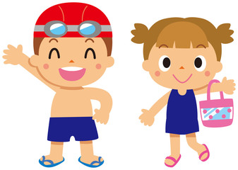 スクール水着を着た子供