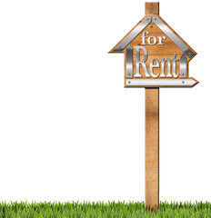 House For Rent - Wooden Sign with Pole