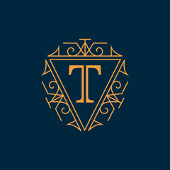 Monogram design elements, graceful template. Elegant line art