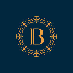 Monogram design elements, graceful template. Elegant line art