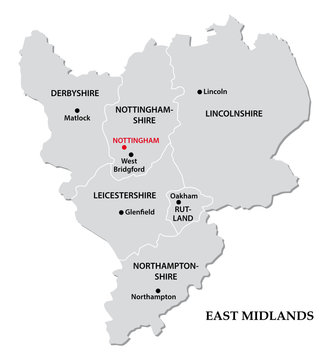 east midlands administrative map