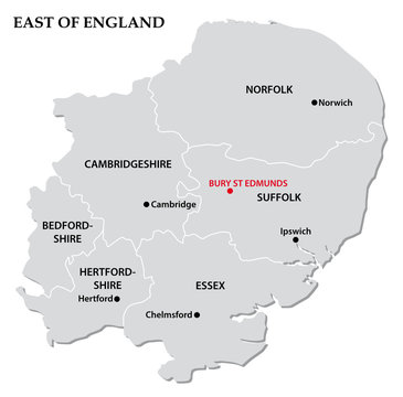 east of england administrative map