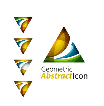 Set of abstract geometric company logo triangle, arrow