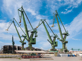 Shipyard cranes in Gdansk, Poland