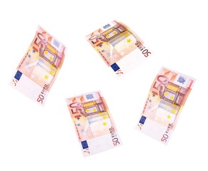 Flying 50 banknotes of euros