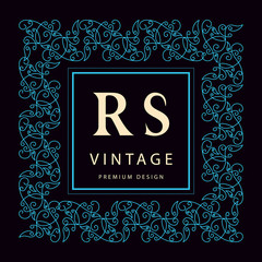 Monogram design elements, graceful template. 