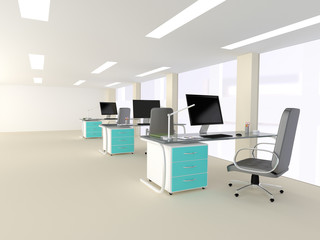 Interior of a bright modern minimalist office