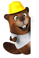Beaver with a white tshirt