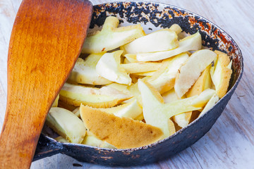 Mushrooms fried in a pan (suillus luteus)