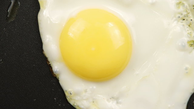 Tracking of Close up of a fried eggs on the pan
