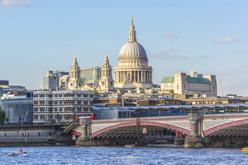 Fototapeta na wymiar Bridges and Embankment of the River Thames. London, UK. 
