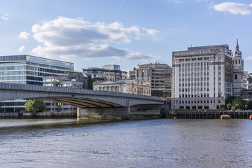 Bridges and Embankment of the River Thames. London, UK. 