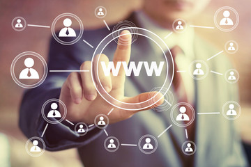 Businessman pushing web button www icon