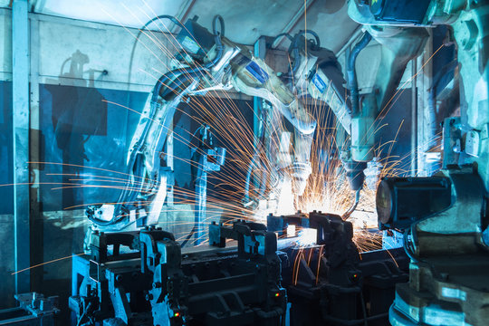  welding robots  the movement. In the automotive parts industry.
