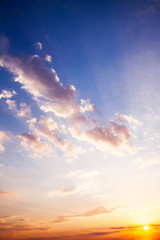 Colorful sky and sunrise. Natural landscape