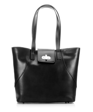 Black handbag on a white background