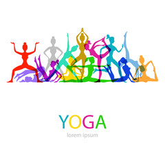 Vector illustration of Yoga poses woman silhouette