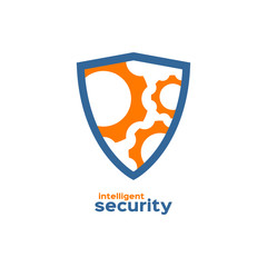 Intelligent security shield silhouette logo