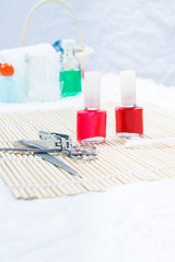 Pedicure set on the table