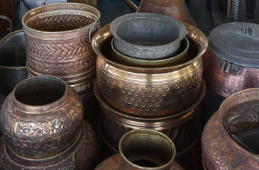 Antique Copper Vases, Pots & Brass Jugs