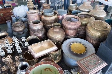 Antique Copper Vases, Pots & Brass Jugs