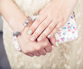 beautiful turquoise manicure. fashion