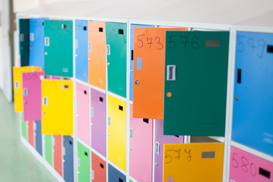 colorful school lockers