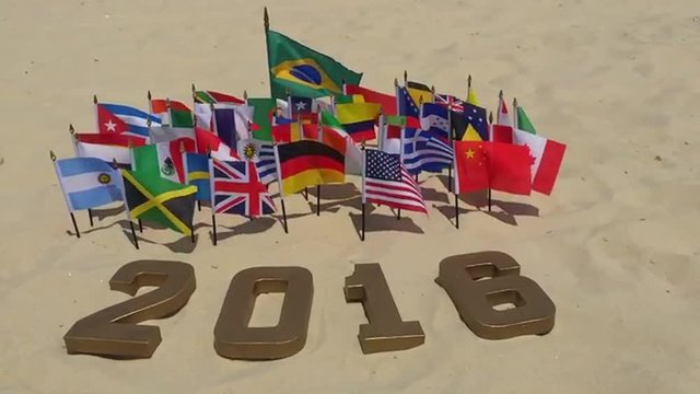 2016 Message in Gold Numbers International Flags Rio de Janeiro