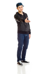 Naklejka premium Model isolated with hand shake