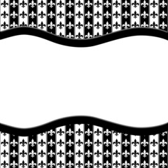 Black and White Fleur De Lis Pattern Textured Fabric with Ribbon © Karen Roach