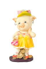 Decorative pig souvenir isolated on white background