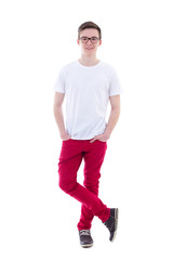Naklejka premium young handsome man standing isolated on white