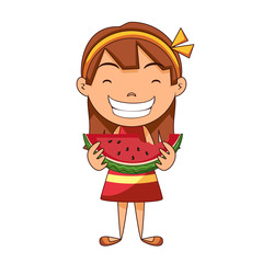Girl eating watermelon