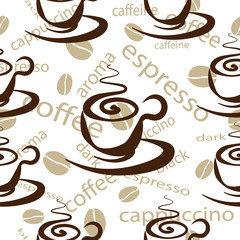 background of coffee cups, seamless vector