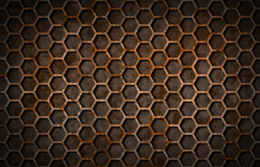 Rusty hexagon pattern grate texture
