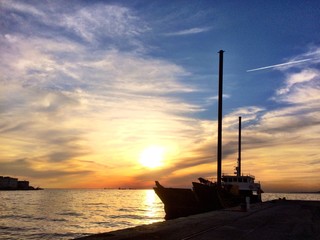 sunset in the harbor