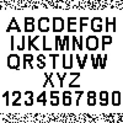 Upper-case pixel letters and numbers