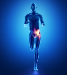 HIP - running man leg scan in blue - obrazy, fototapety, plakaty