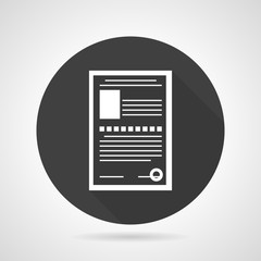 Paperwork black round vector icon