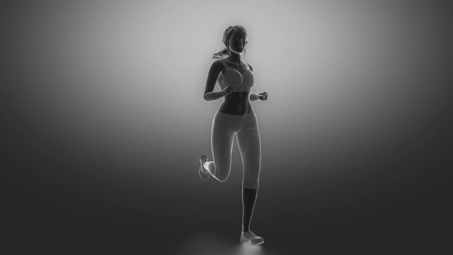 Running woman focused on knee