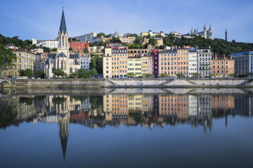 Fototapeta na wymiar Beautiful view of Saone river in Lyon