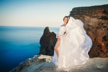 Fototapeta na wymiar Beautiful young woman bride outdoor
