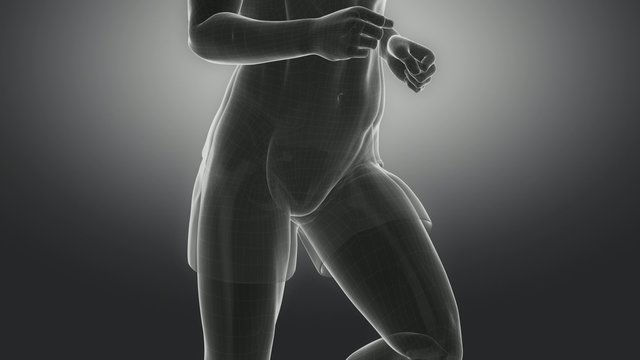 Jogging man hip joint injury concept