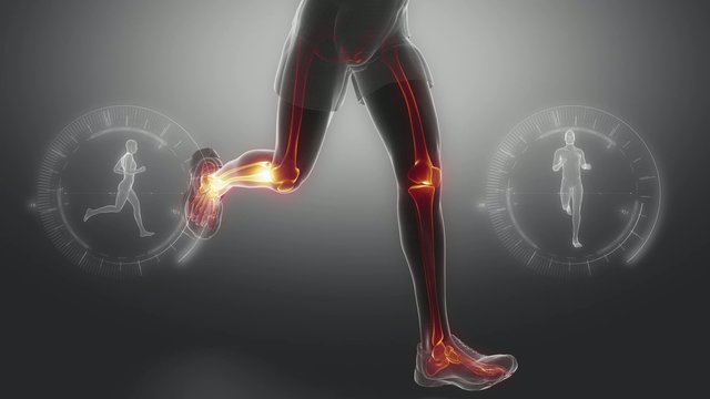 Running man leg bones and joints scan