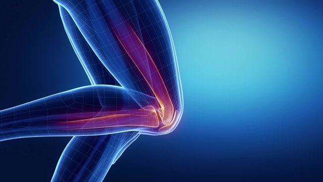 Running woman focused on knee left view