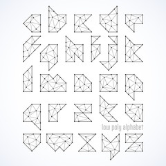 Low poly font, alphabet vector illustration